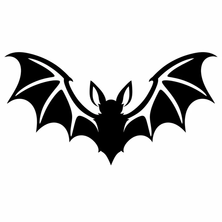 Flying bat black and white stencil