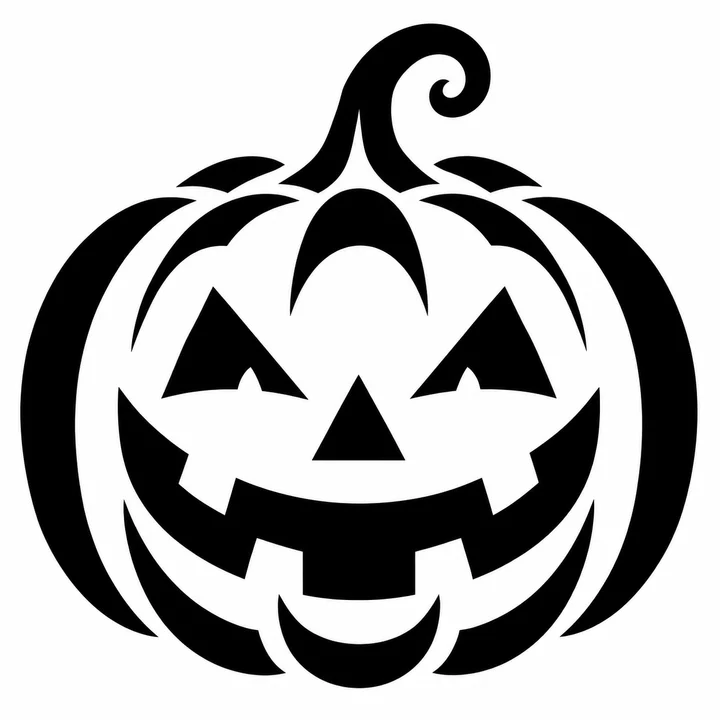 Pumpkin face black and white stencil